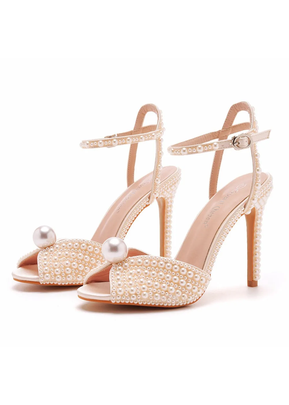 10cm Fishmouth High-heeled Pearl Sandals