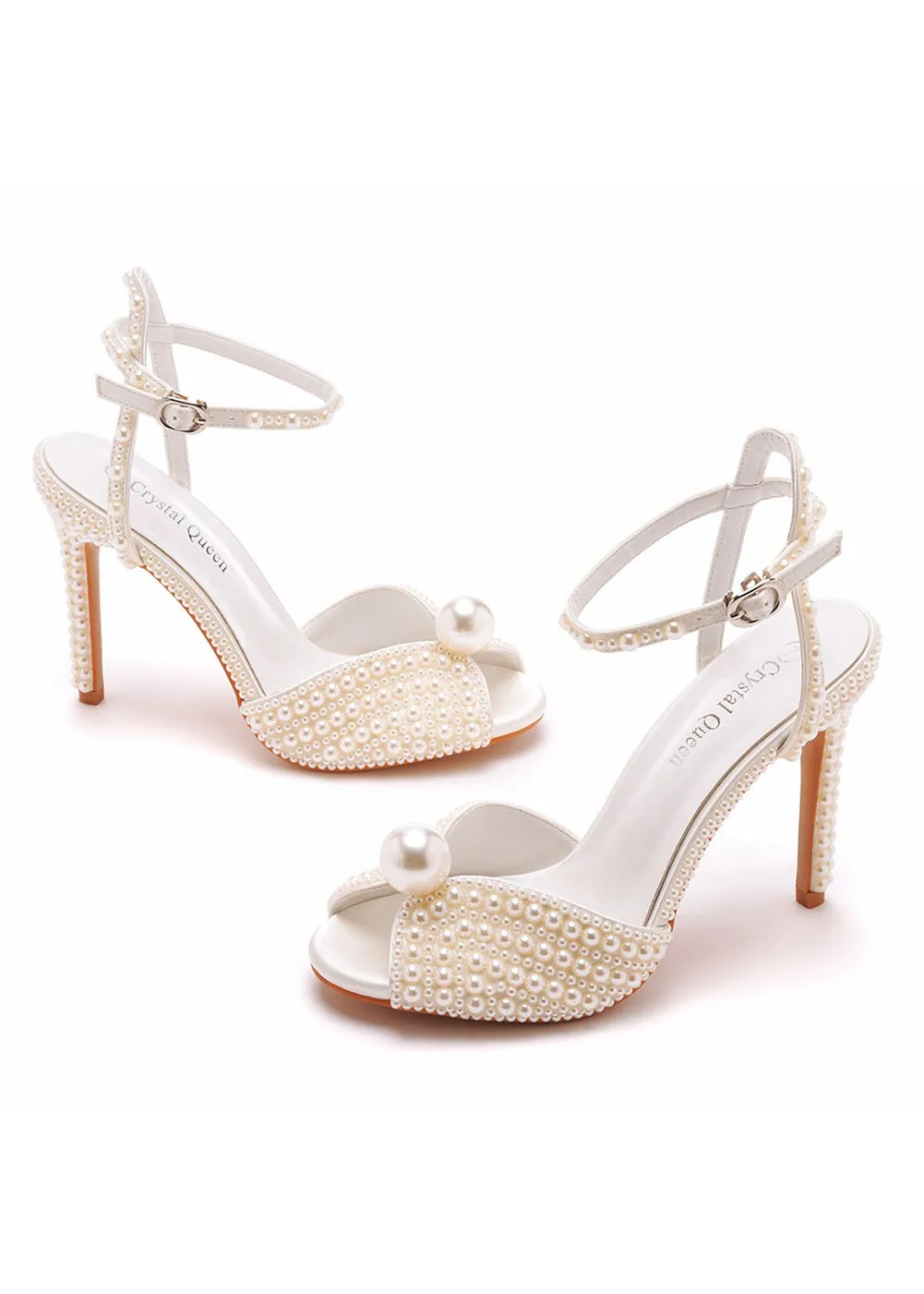 10cm Fishmouth High-heeled Pearl Sandals