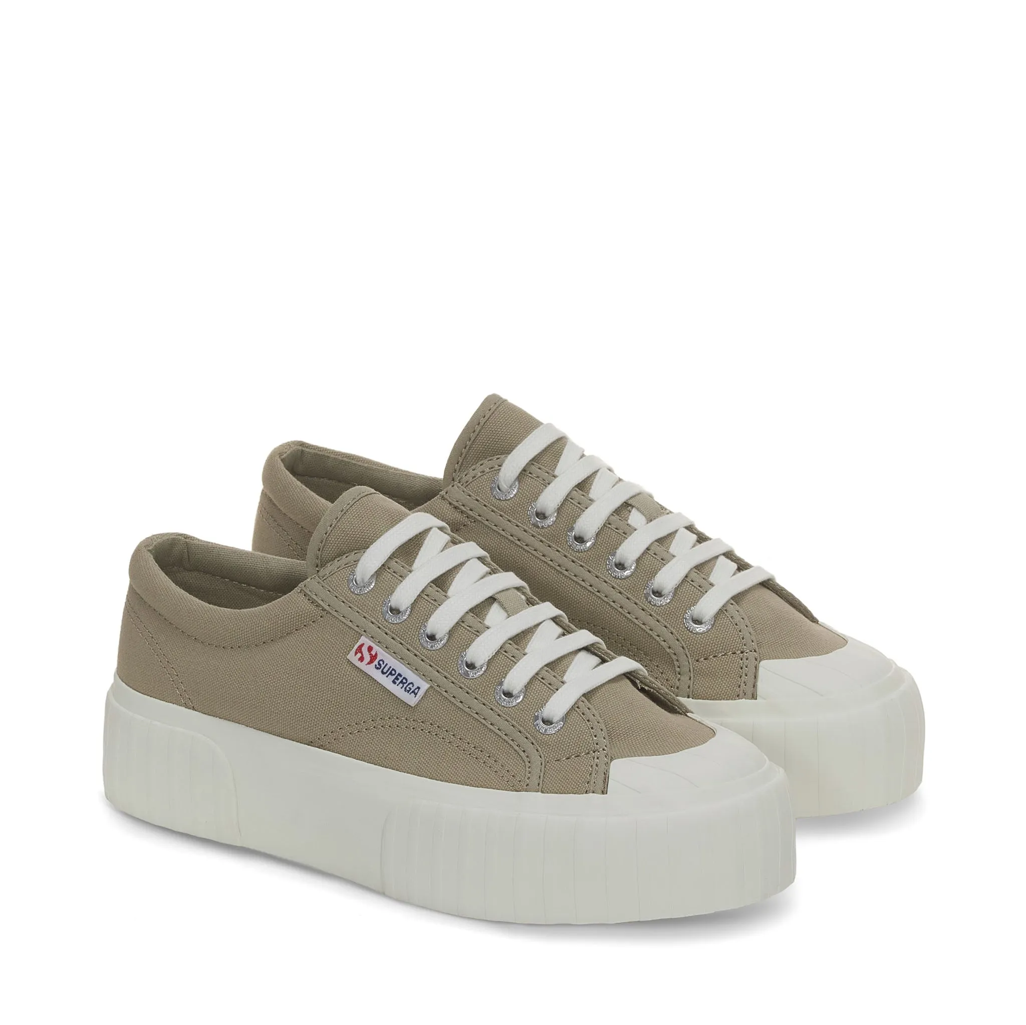 2631 Stripe Platform Sneakers - Grey Fossil Avorio