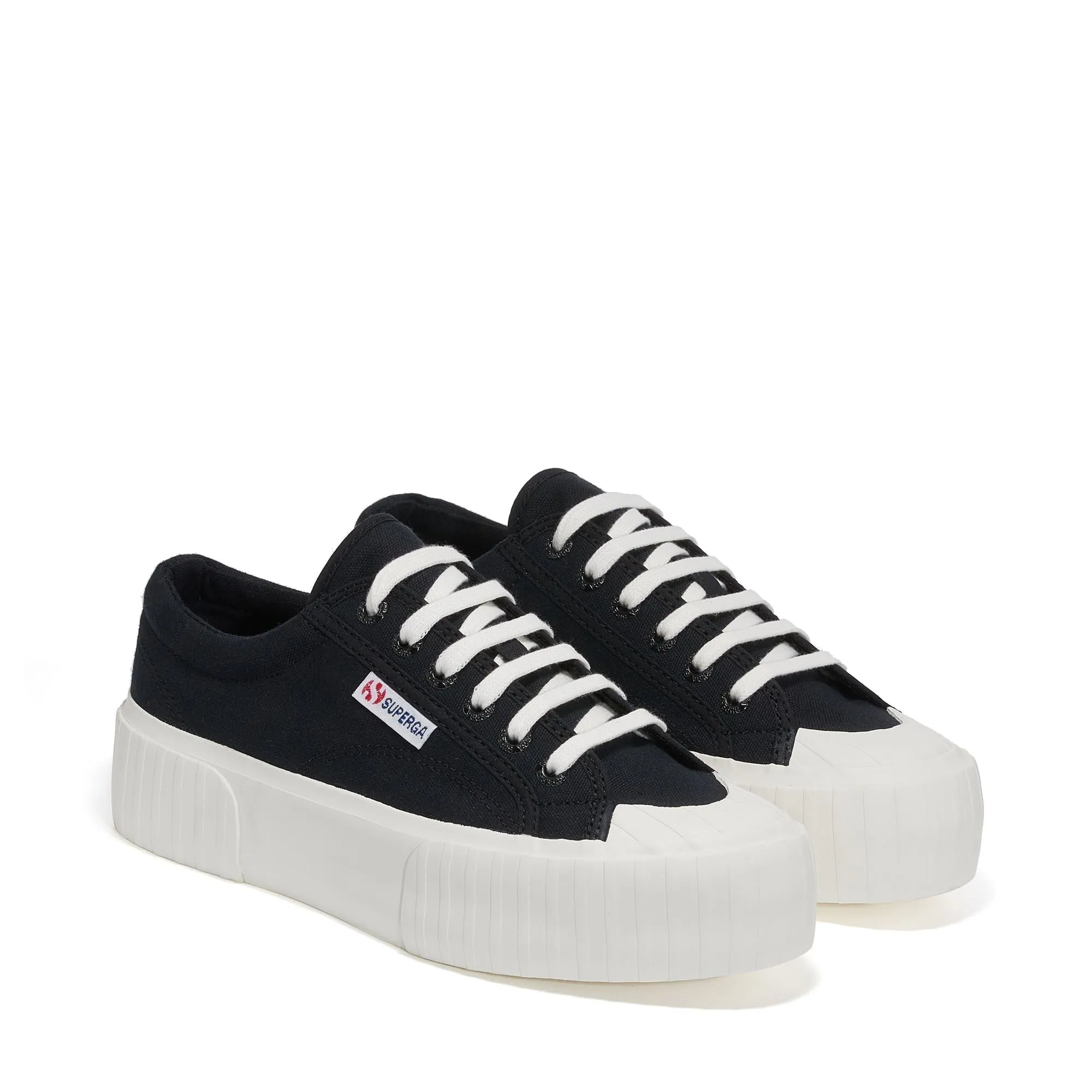 2631 STRIPE PLATFORM - Sneakers - Low Cut - Woman - BLACK-WHITE AVORIO