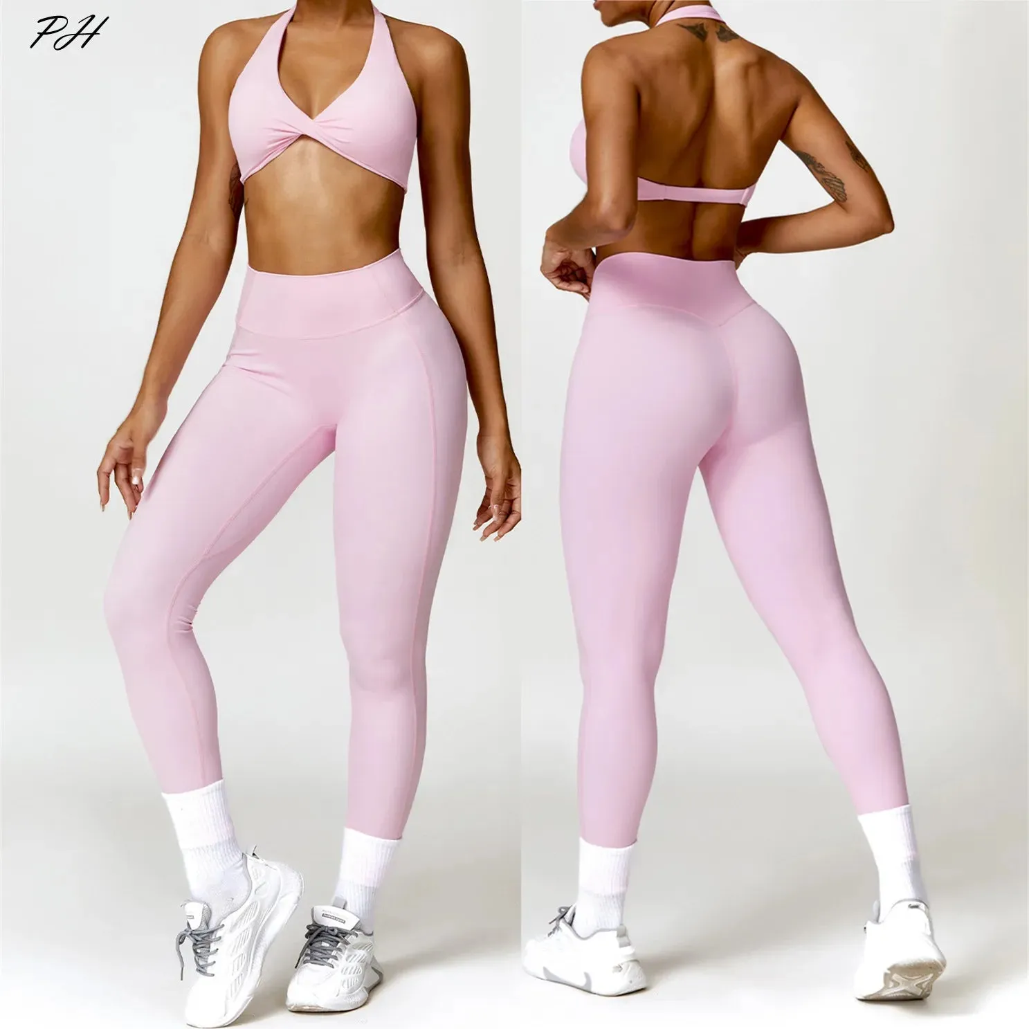 2PCS Yoga Set Nude Feeling Workout Sets Women Tracksuit Gym Push up Fitness Running Workout Sportwear Sport Bra Leggings Suit