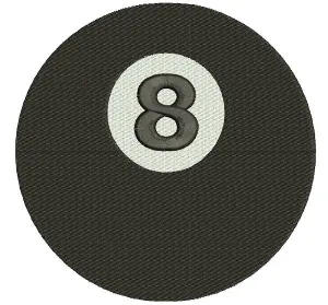 8 (Eight) Ball Billiard (Pool) Machine Embroidery Digitized Design Filled Pattern - Instant Download - comes in three sizes 4x4 , 5x7, 6x10 hoops