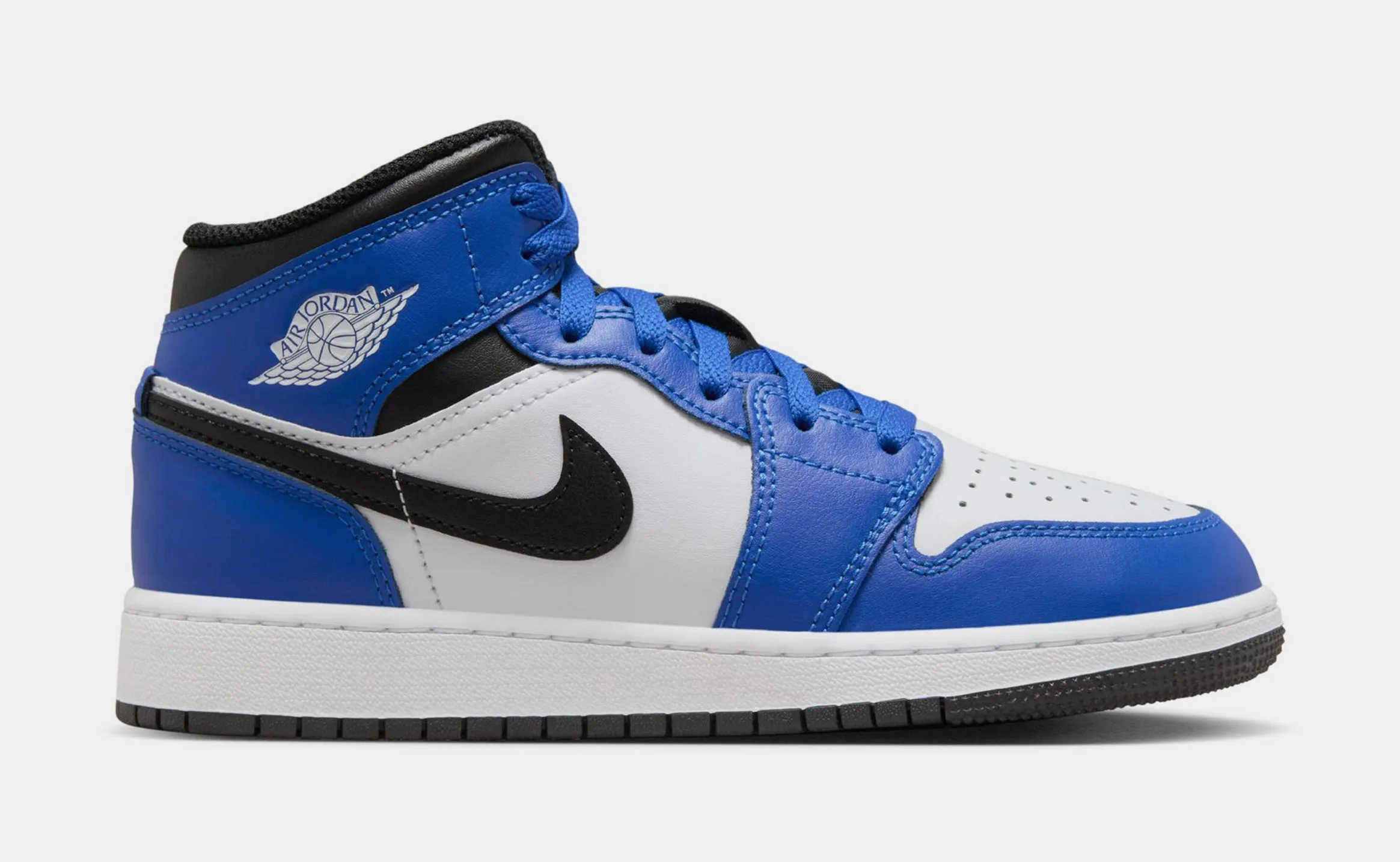 Air Jordan 1 Mid Grade School Lifestyle Shoes (Game Royal/White/Black) Free Shipping