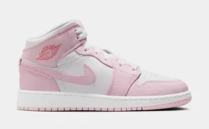 Air Jordan 1 Mid Pink Foam Grade School Lifestyle Shoes (Pink Foam/White/Fire Red)