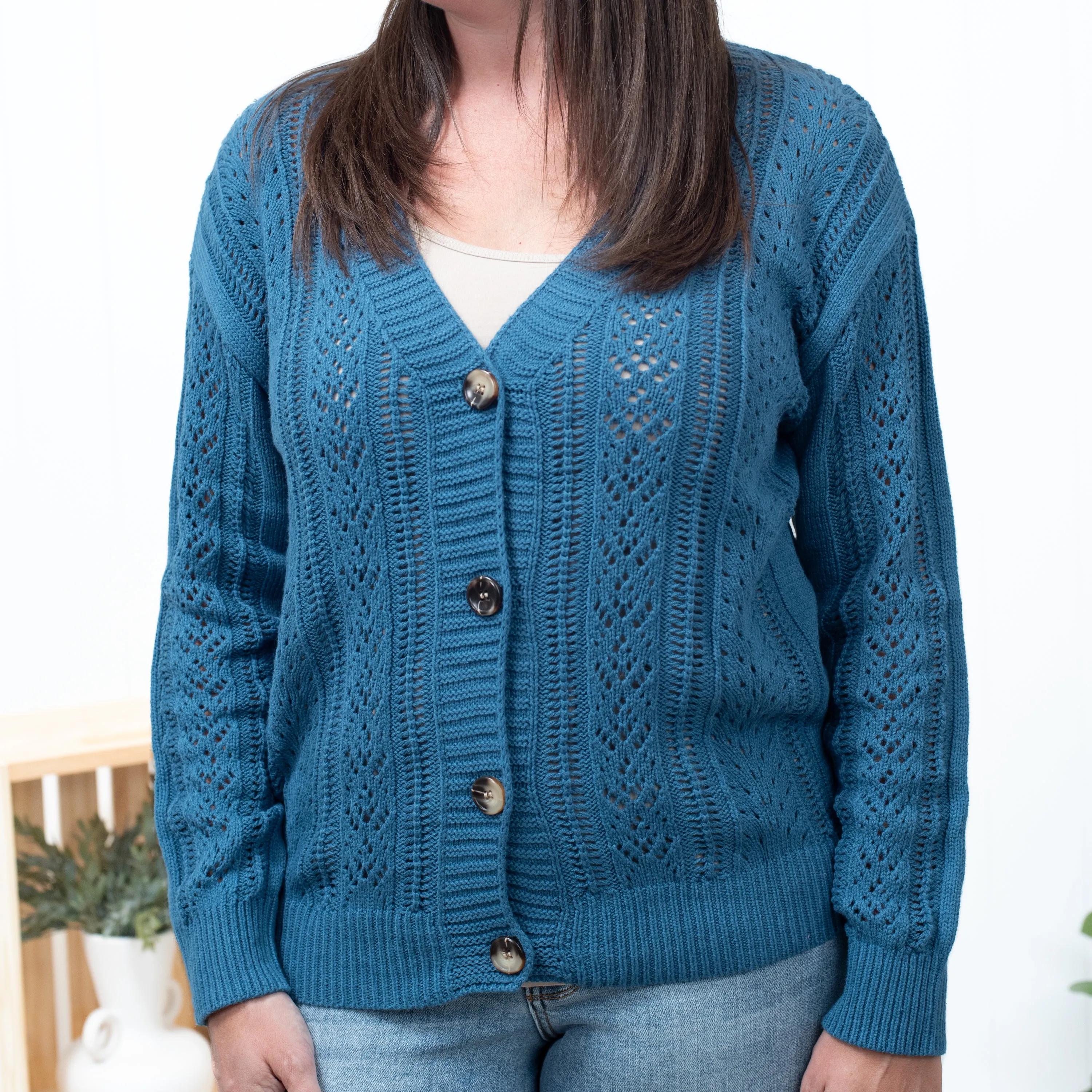 Always Enough - Open Knit Drop Shoulder Cardigan