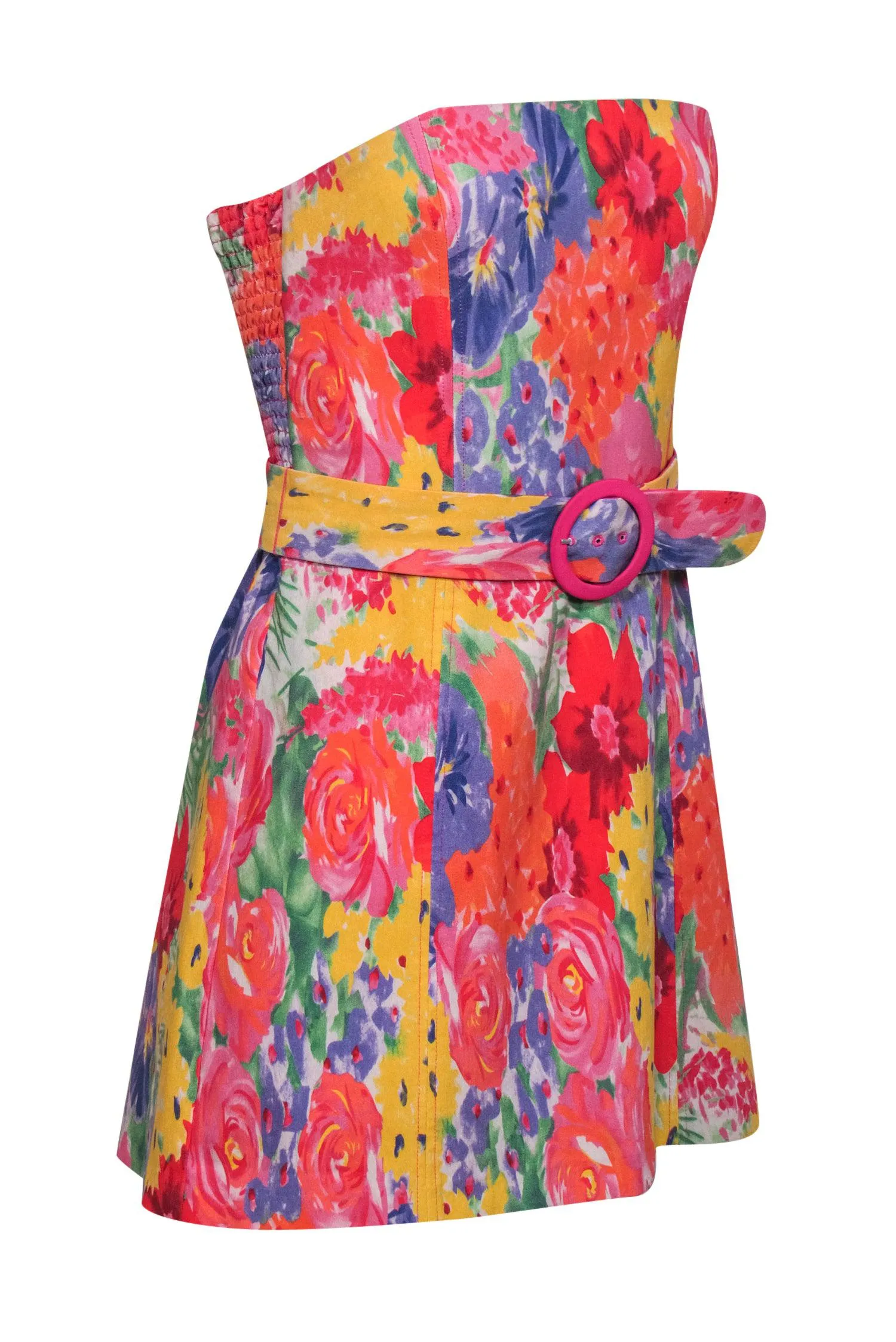 Amanda Uprichard - Multicolor Abstract Floral Print Strapless Mini Dress Sz S