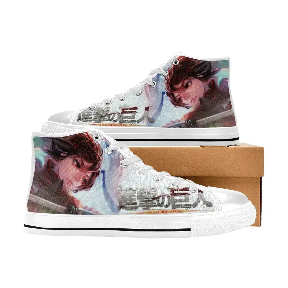 Attack On Titan Mikasa Ackerman Shoes High Top Sneakers for Kids and Adults