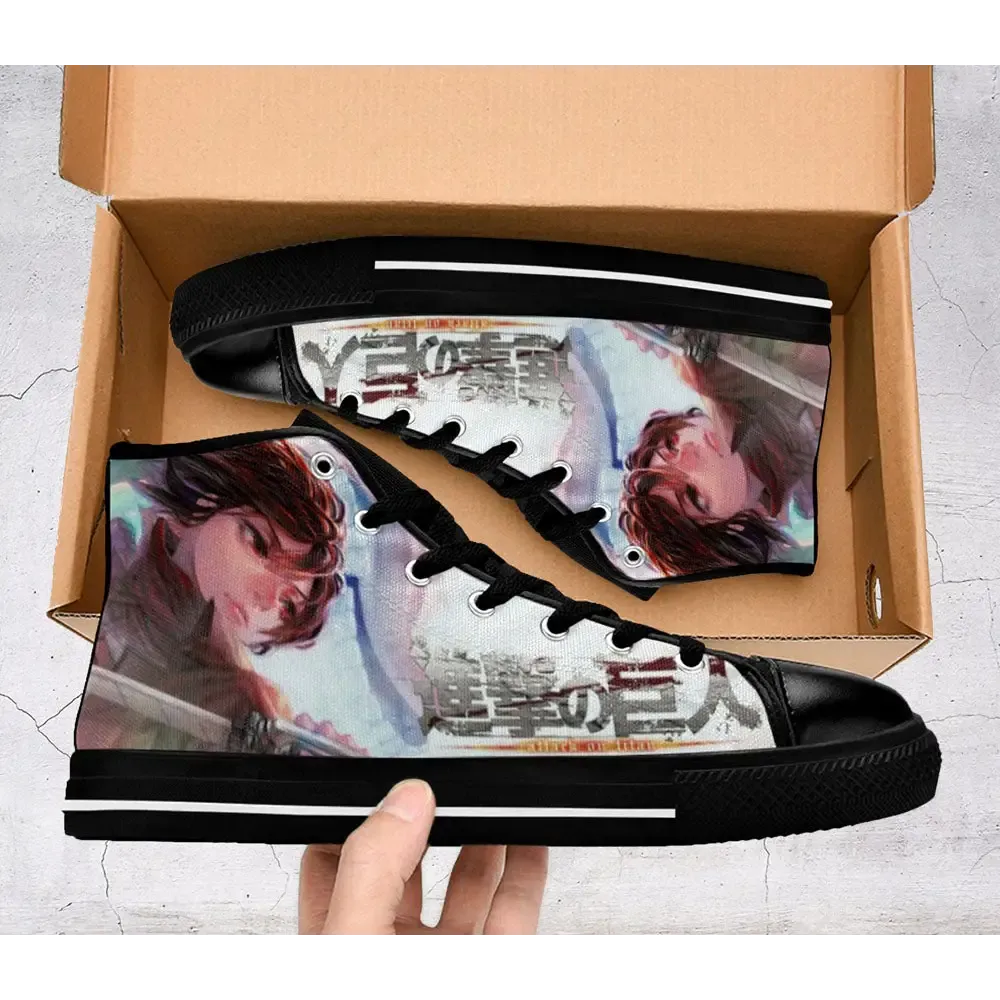 Attack On Titan Mikasa Ackerman Shoes High Top Sneakers for Kids and Adults