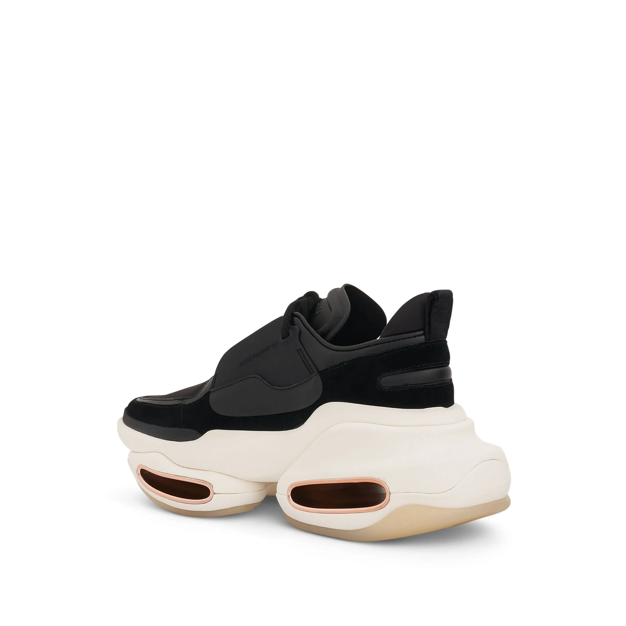 B-Bold Low Calfskin & Suede Sneaker in Black/White