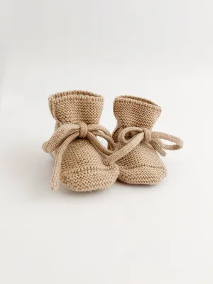 Baby Booties With Lace - Sand