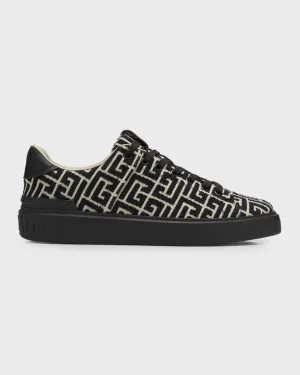 Balmain Men's Leather B-Court Gradient Sole Low Top Sneakers