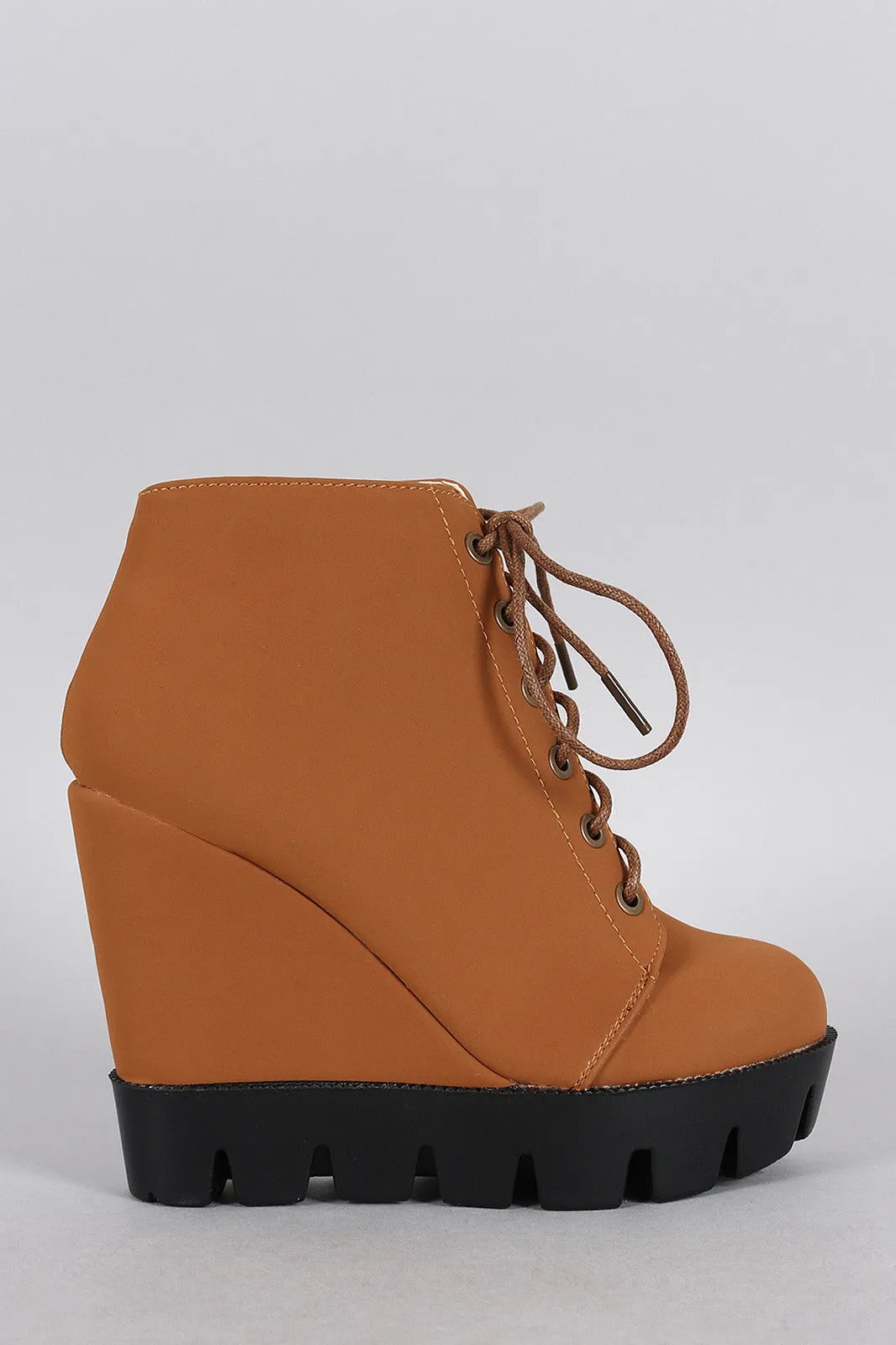 Bamboo Lug Sole Wedge Bootie