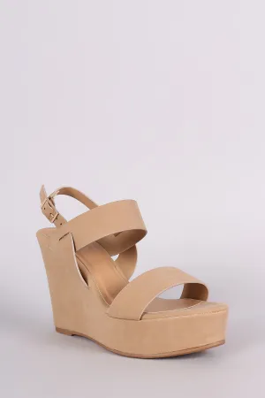 Bamboo Nubuck Slingback Platform Wedge