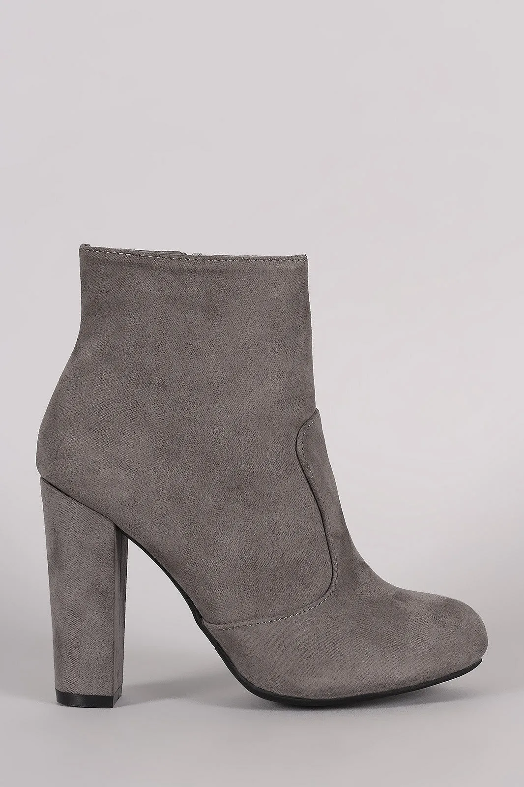 Bamboo Plain Suede Chunky Heeled Ankle Boots