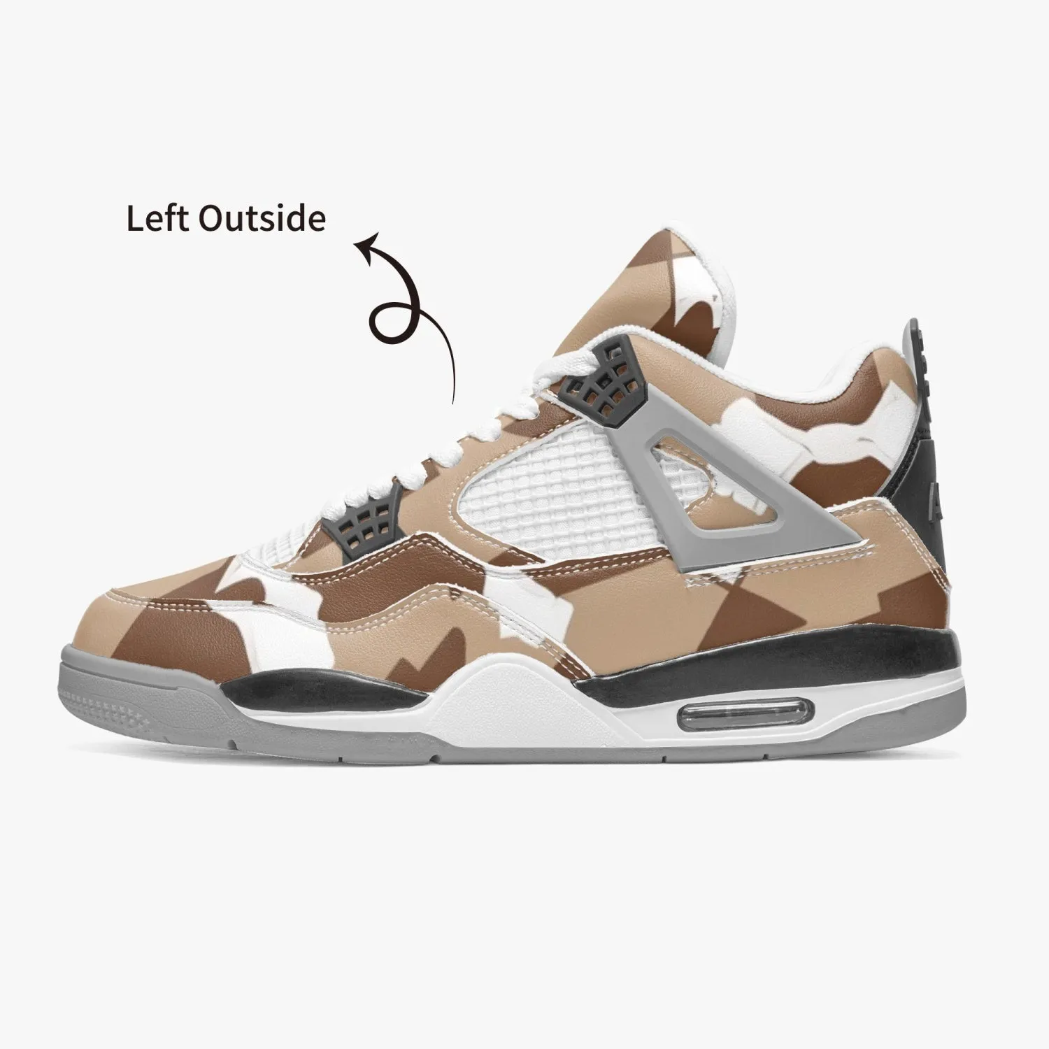 Baskets de basket-ball AJ4 semelle grise "Motif militaire marron" (699)