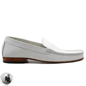 Bespoke Handmade Men's Genuine White Leather Loafer Style Slip on Casual / Formal Shoes