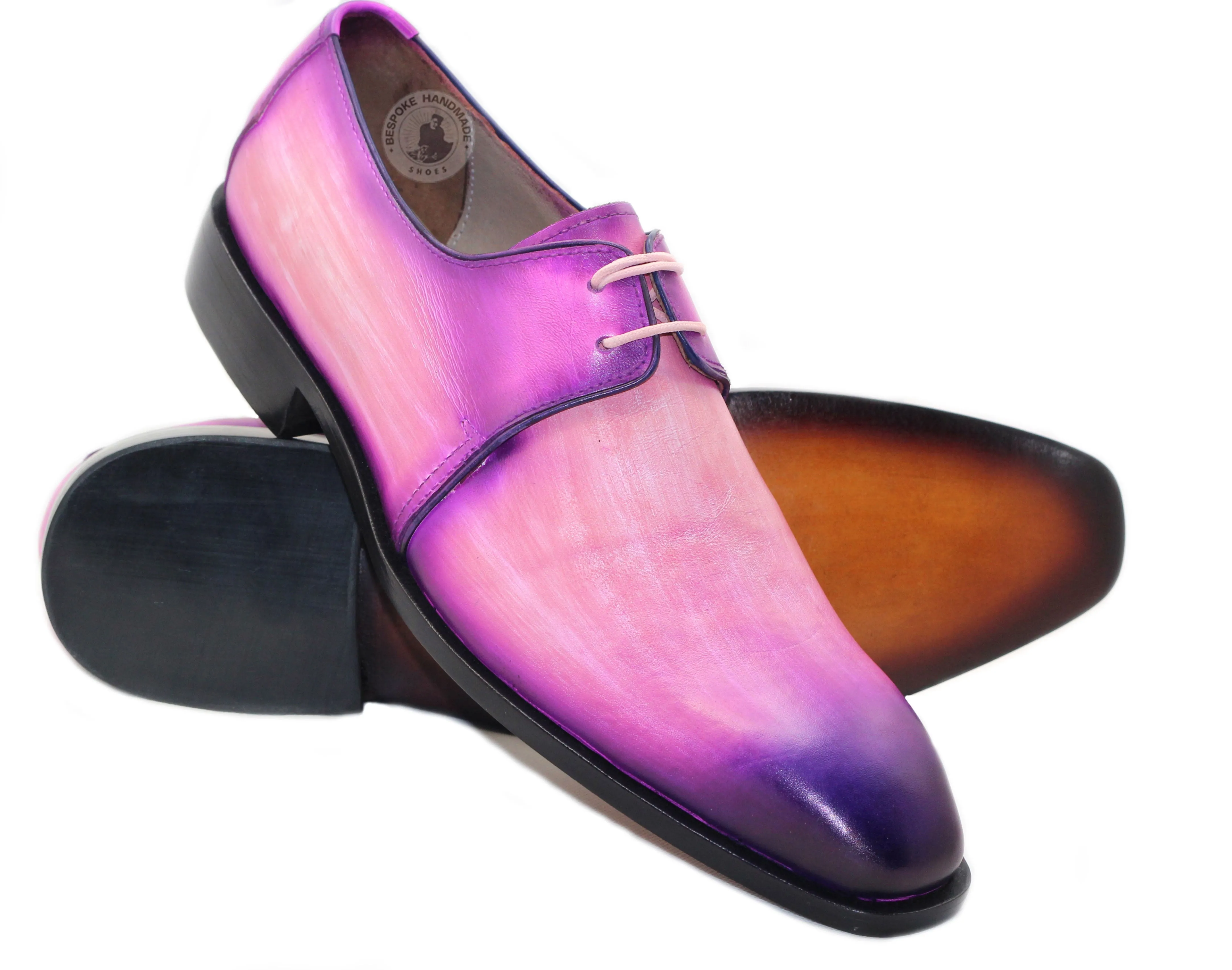 Bespoke Pink and Purple Shaded Oxford Lace Up Handmade Leather Shoes