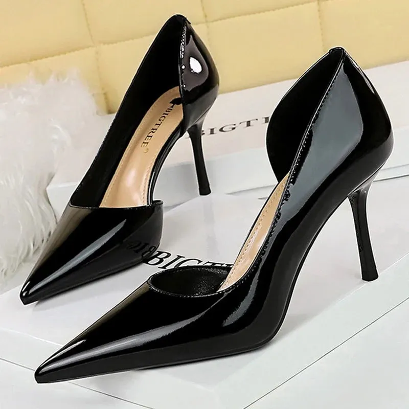 BIGTREE Shoes Women 8 Cm Heels Patent Leather Woman Pumps Stilettos Fashion Lady Shoes Sexy Party Shoes High Heels Plus Size 43