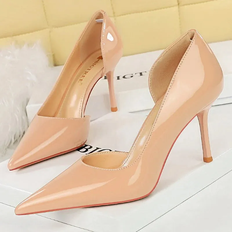 BIGTREE Shoes Women 8 Cm Heels Patent Leather Woman Pumps Stilettos Fashion Lady Shoes Sexy Party Shoes High Heels Plus Size 43