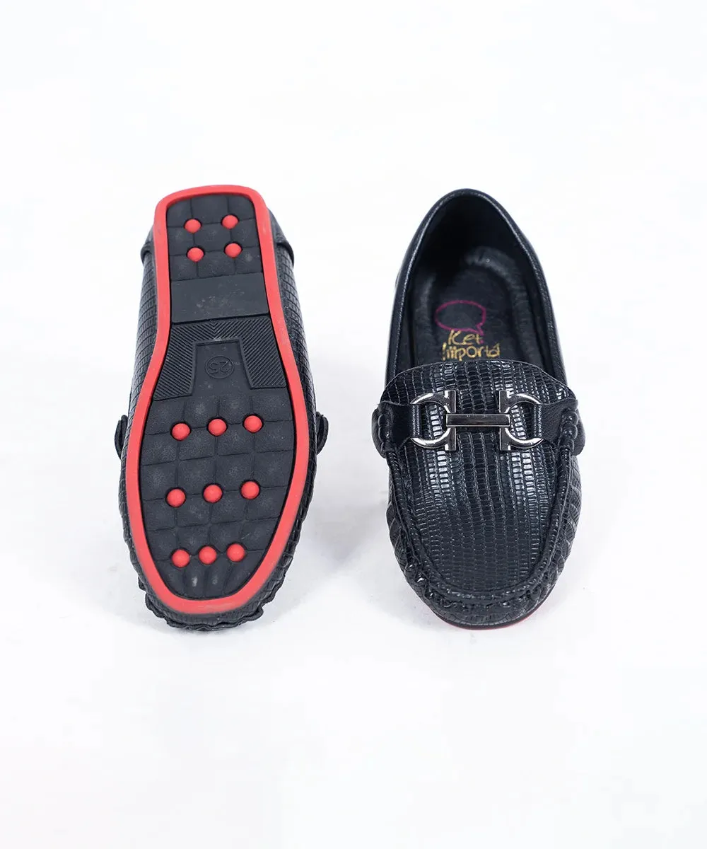 Black Color Party Loafers for Small Boys