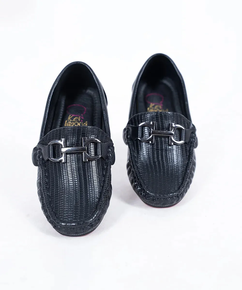 Black Color Party Loafers for Small Boys