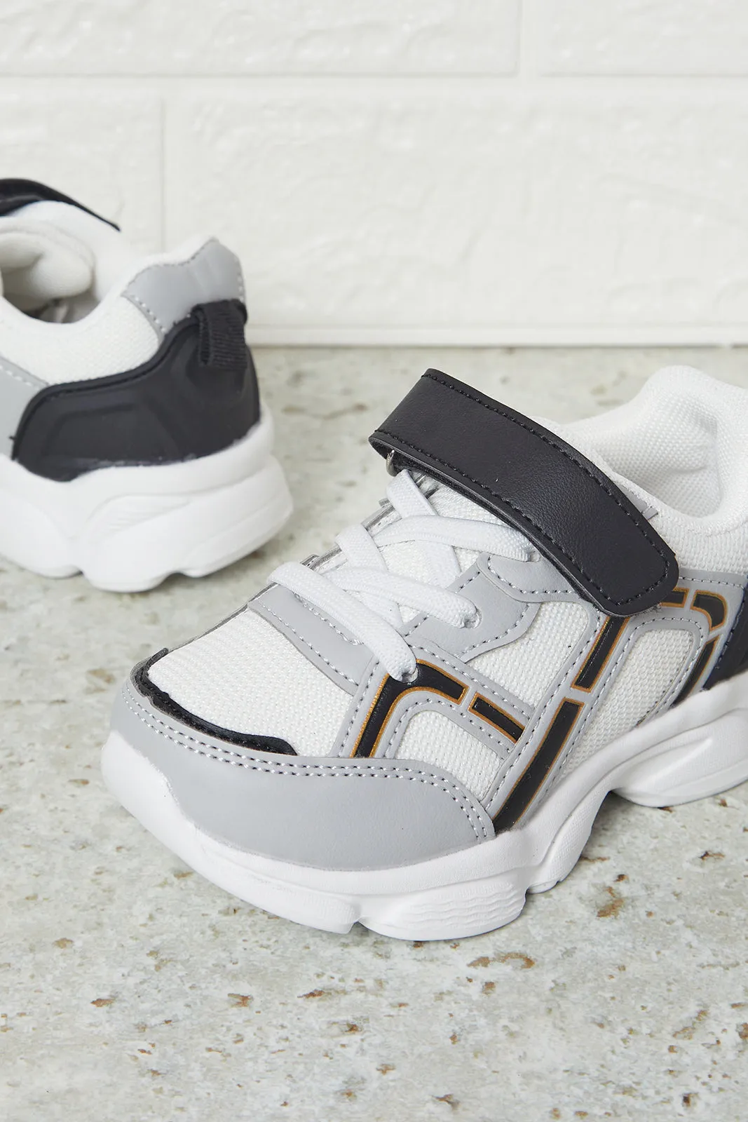 Boys Grey Overlayed Chunky Sneakers