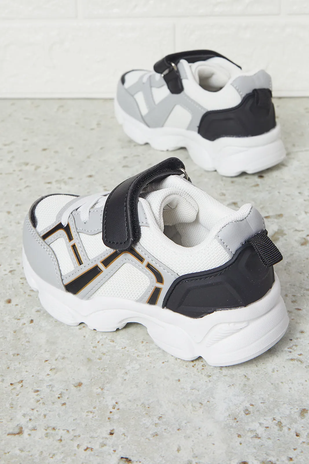 Boys Grey Overlayed Chunky Sneakers