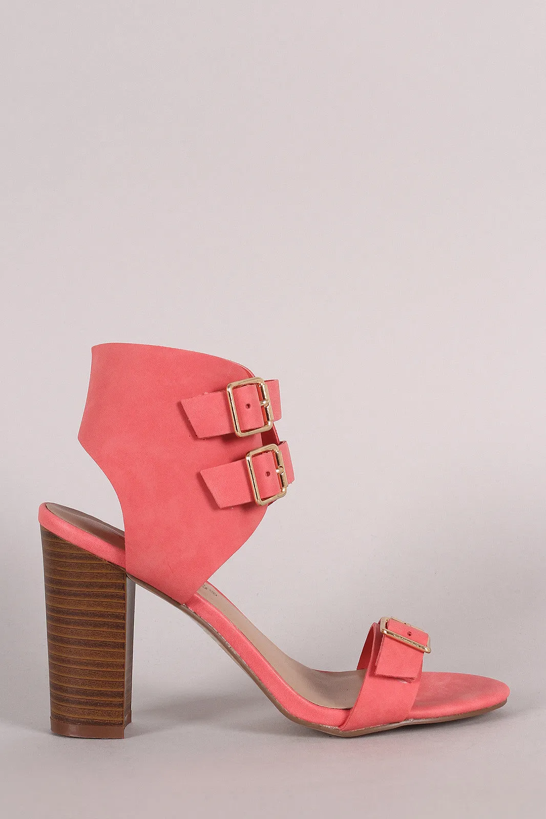 Breckelle Buckled Ankle Cuff Chunky Heel