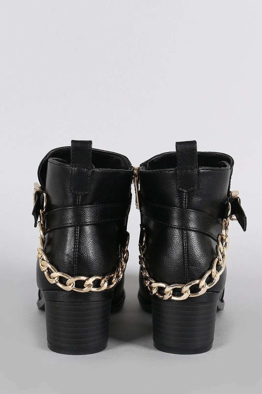 Breckelle Buckled Rear Chain Moto Booties