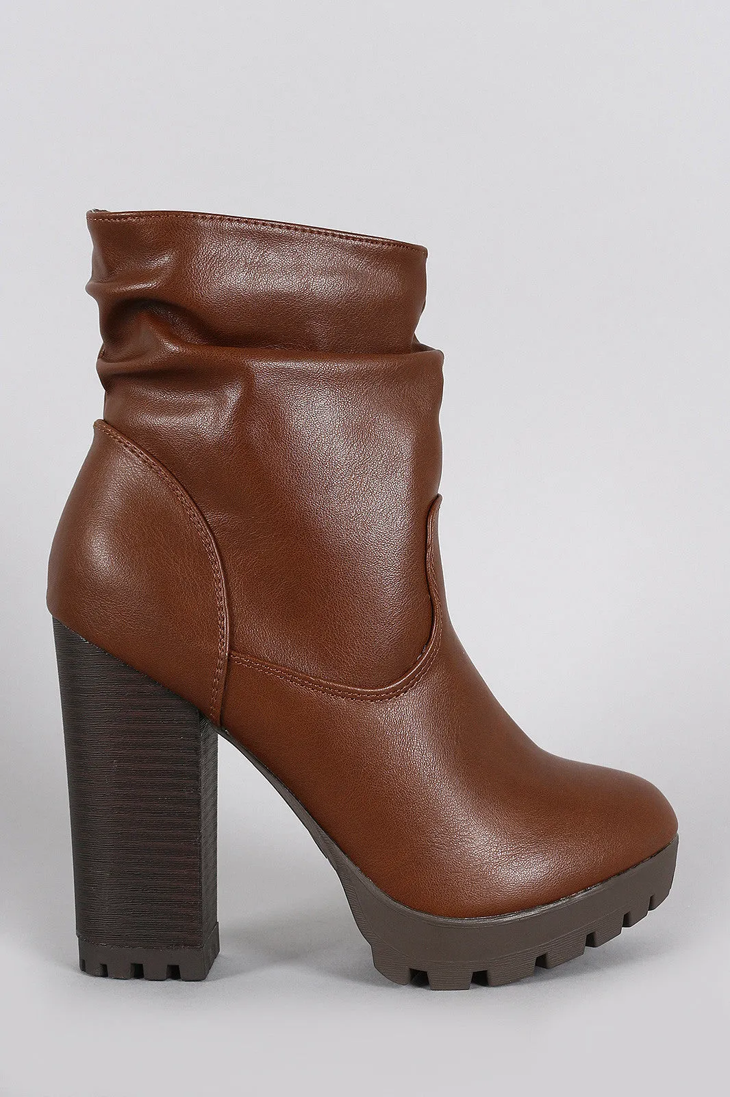 Breckelle Slouchy Lug Sole Chunky Heeled Ankle Boots