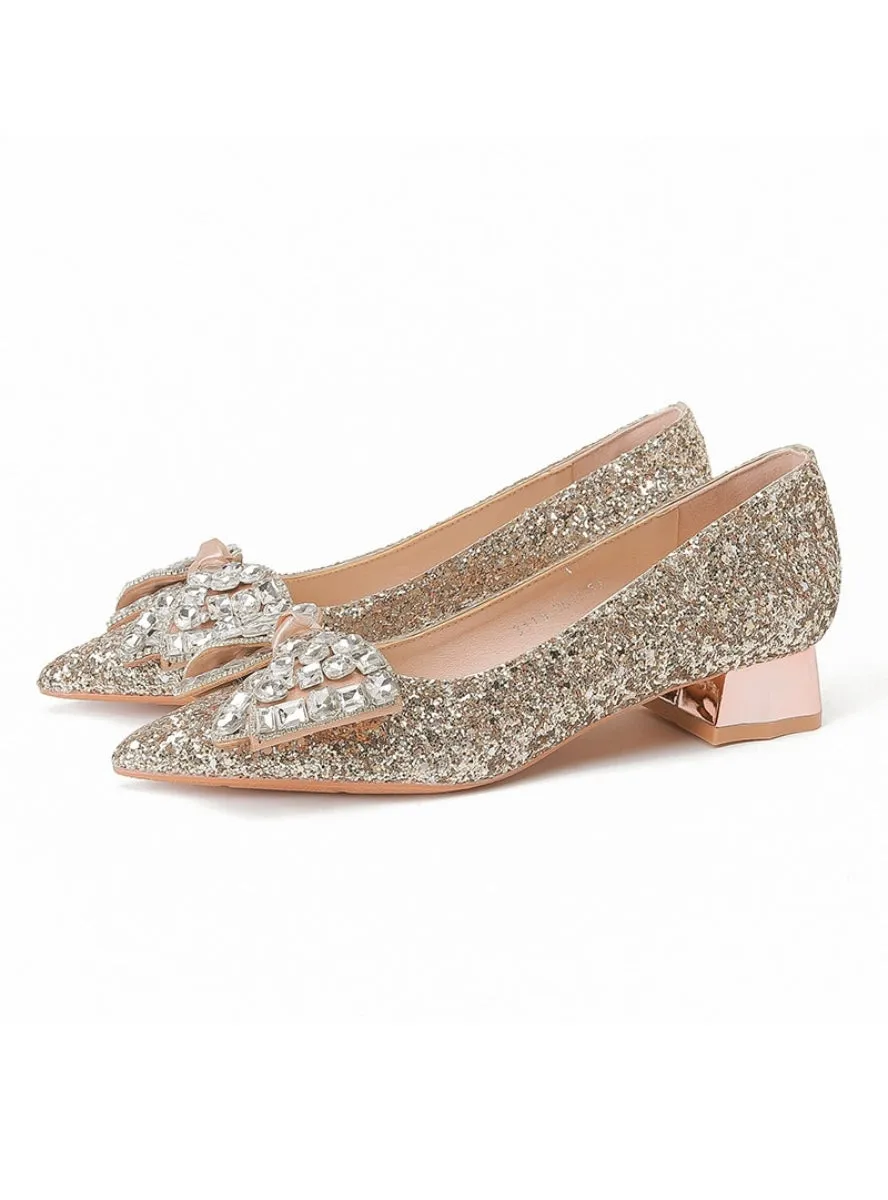 Bride Shoes Crystal Bow Platform Shoes