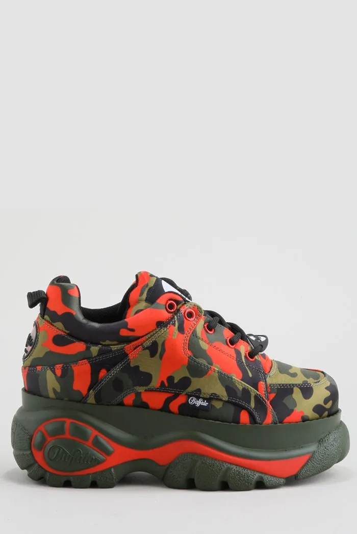 Buffalo London Camo Print Platform Trainers