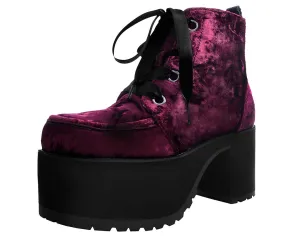 Burgundy Crushed Velvet Nosebleed Boot - *FINAL SALE/NON-RETURNABLE