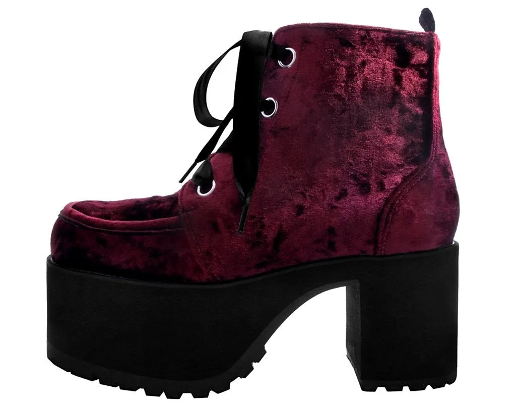 Burgundy Crushed Velvet Nosebleed Boot - *FINAL SALE/NON-RETURNABLE