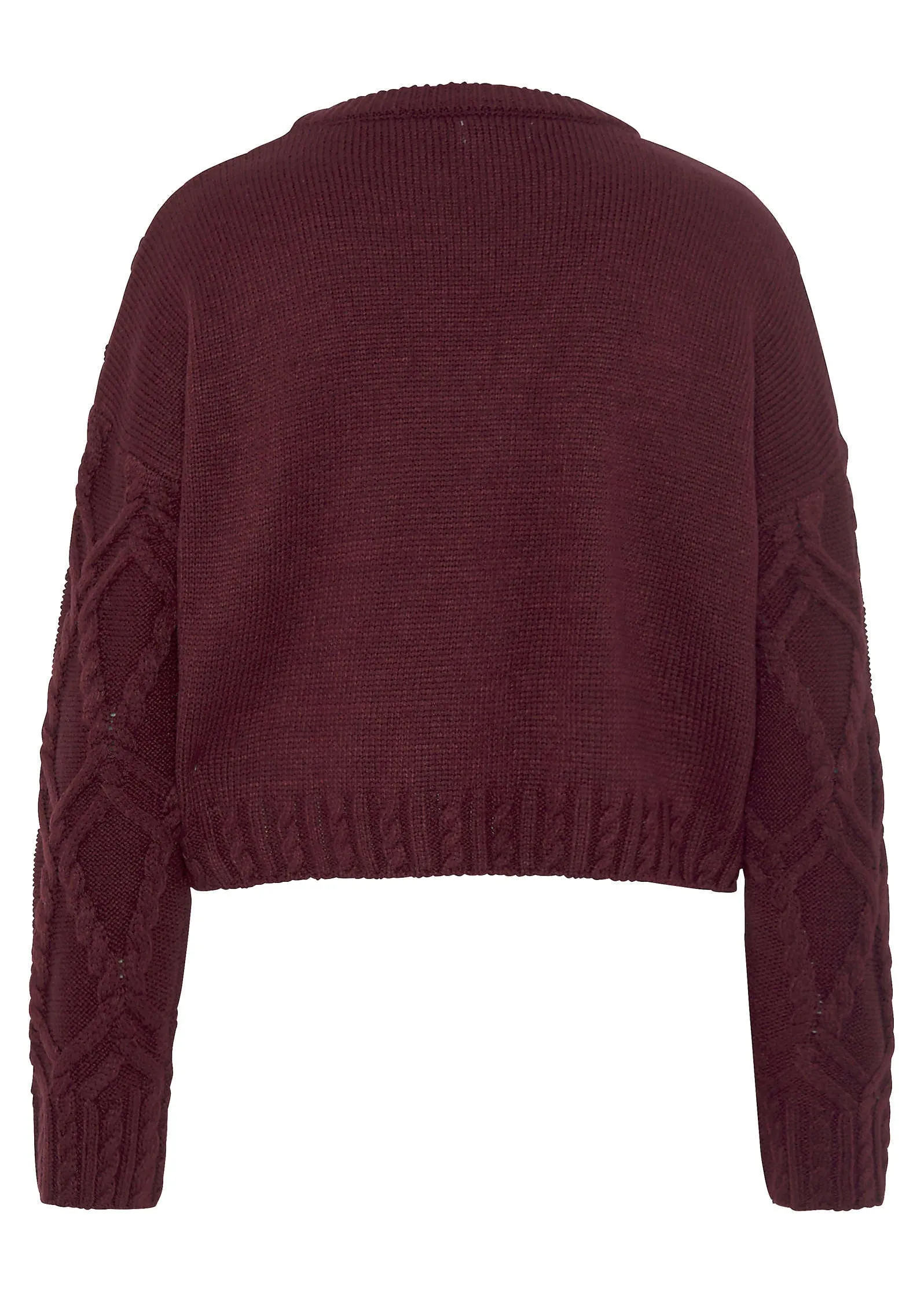 Cable Knit Sweater - Burgundy