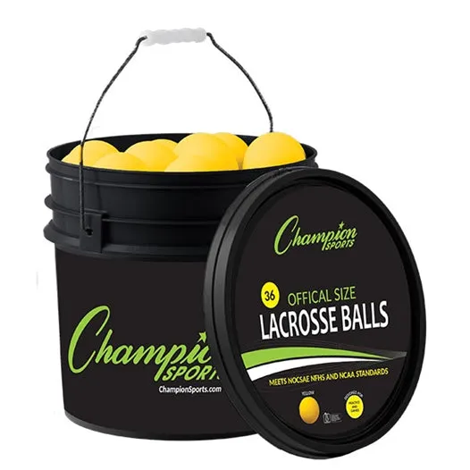 Champion Sports Lacrosse Ball Bucket 36 Yellow