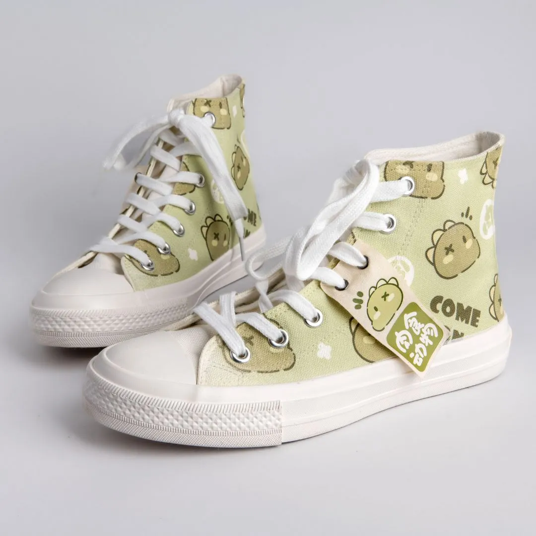 Cheerful Dinosaur High Top Canvas Shoes - Unisex