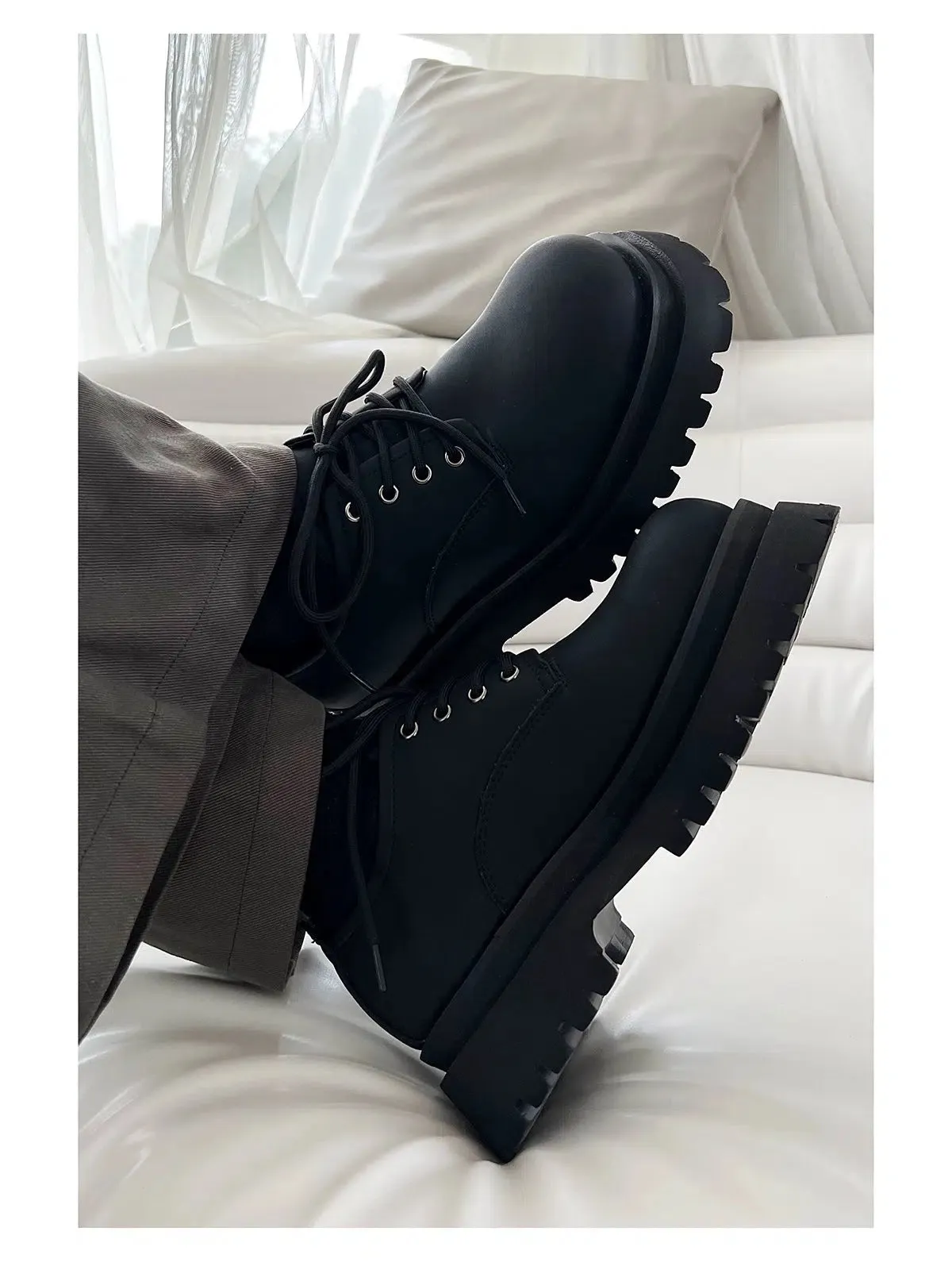 Chunky Sole Lace-Up Boots