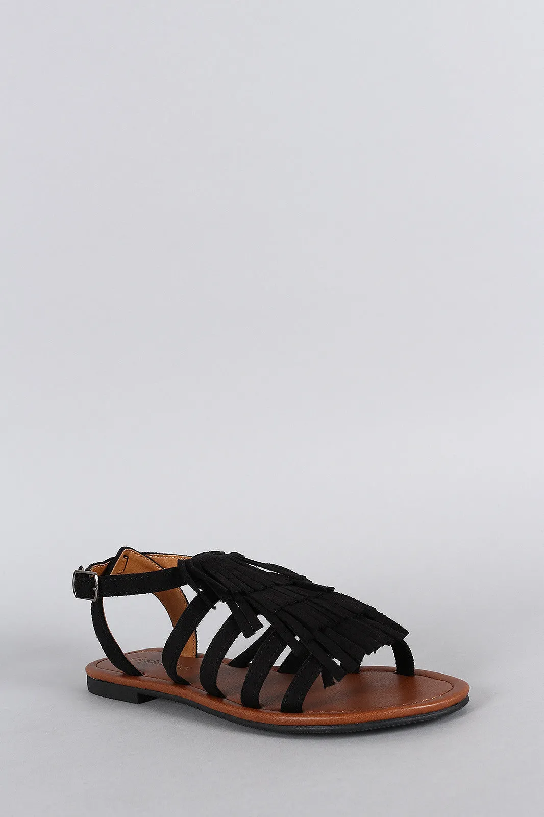 City Classified Suede Fringed Flat Sandal