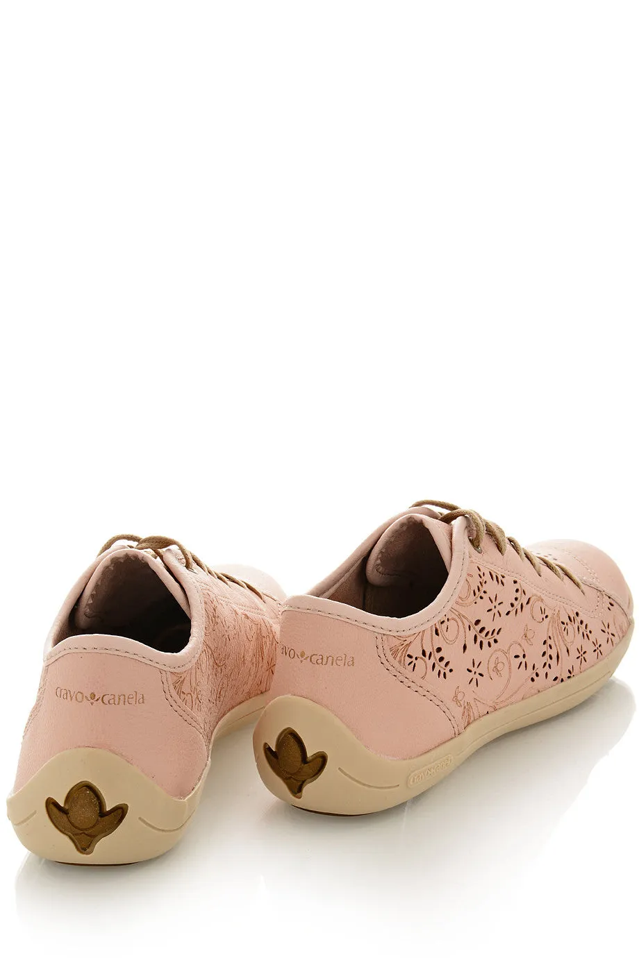 CRAVO & CANELA CINNA Creamy Rose Cut-Out Leather Sneakers