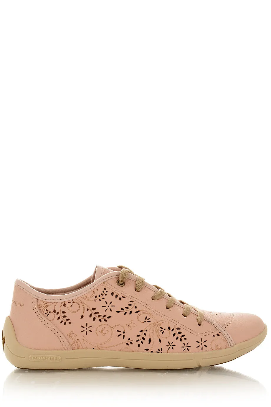 CRAVO & CANELA CINNA Creamy Rose Cut-Out Leather Sneakers