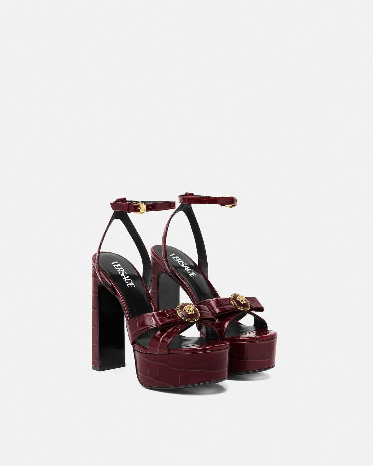 Croc-Effect Gianni Ribbon Sandals