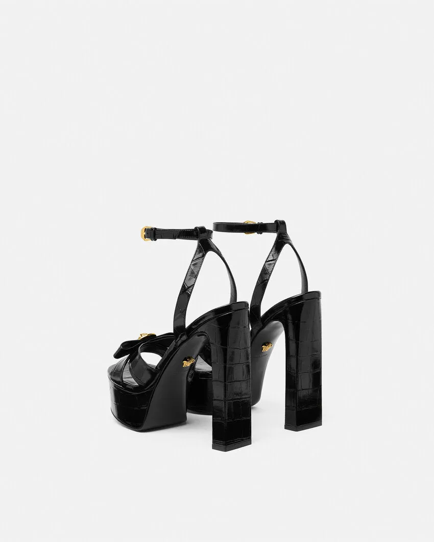 Croc-Effect Gianni Ribbon Sandals