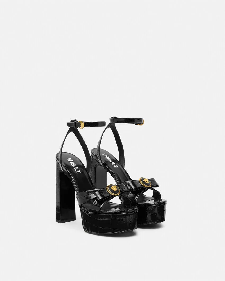 Croc-Effect Gianni Ribbon Sandals