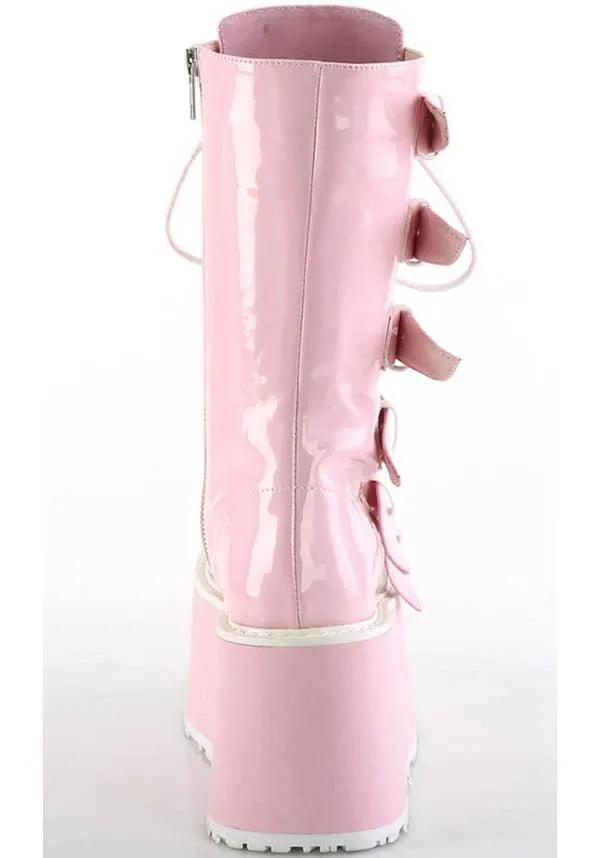 DAMNED-225 [Pink Holo Patent] | PLATFORM BOOTS [PREORDER]