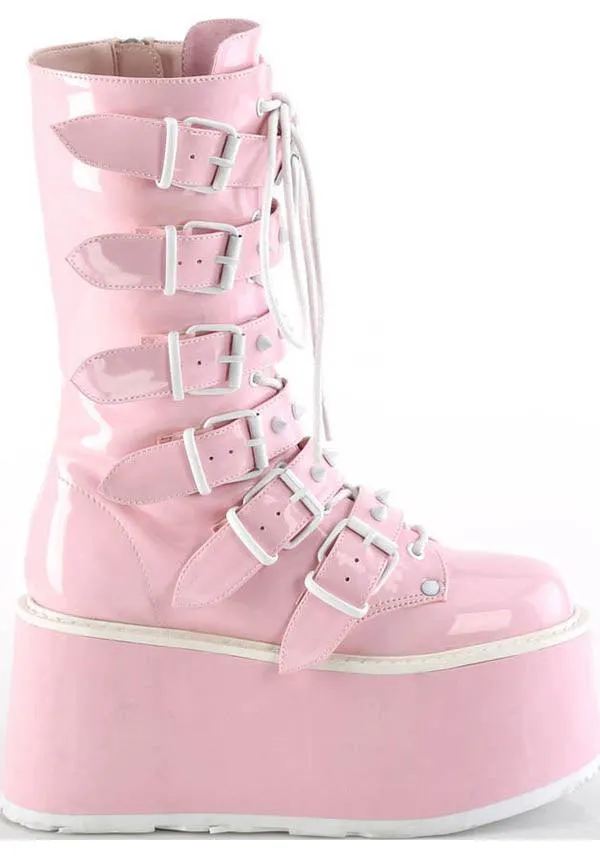 DAMNED-225 [Pink Holo Patent] | PLATFORM BOOTS [PREORDER]