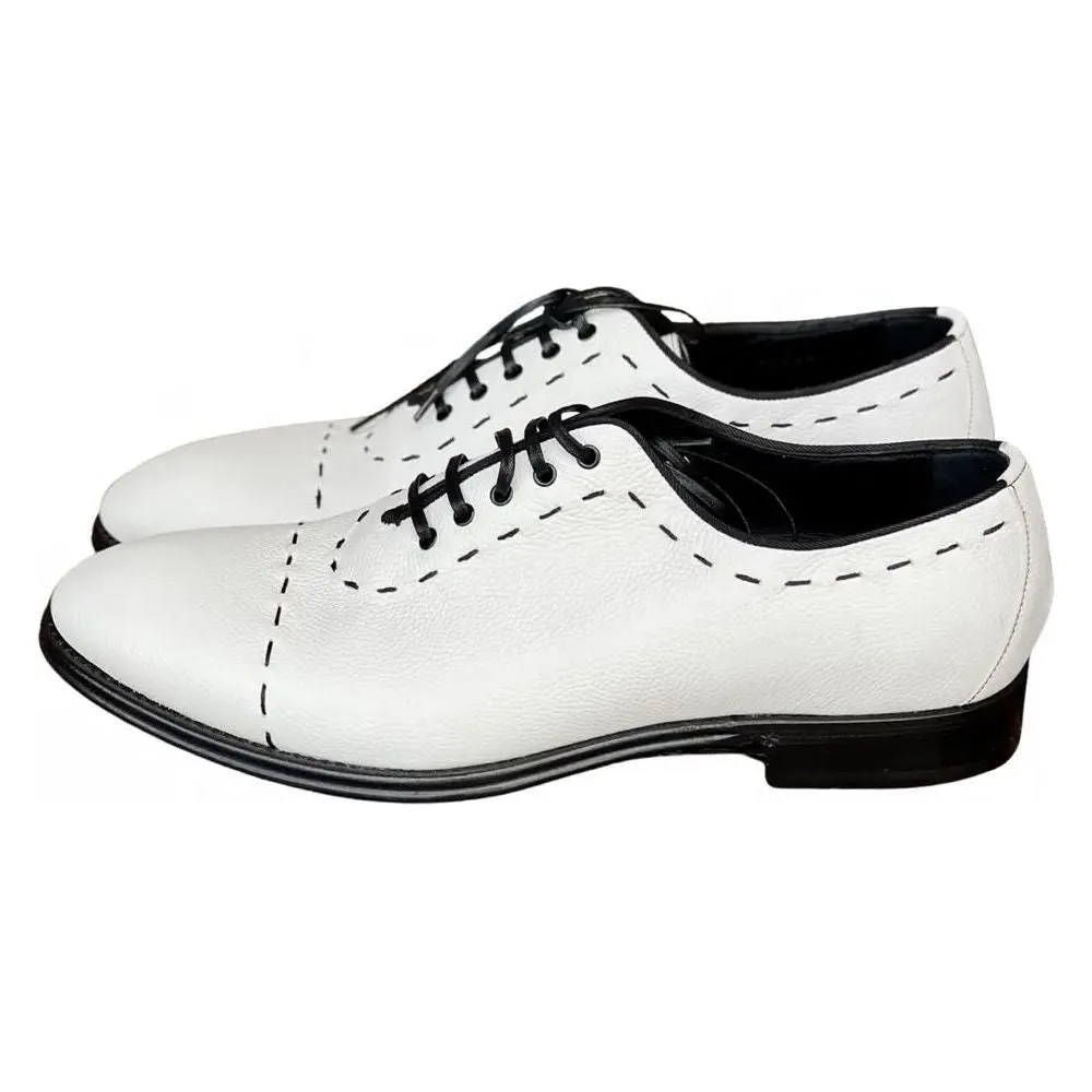 Dolce & Gabbana White Leather Di Calfskin Formal