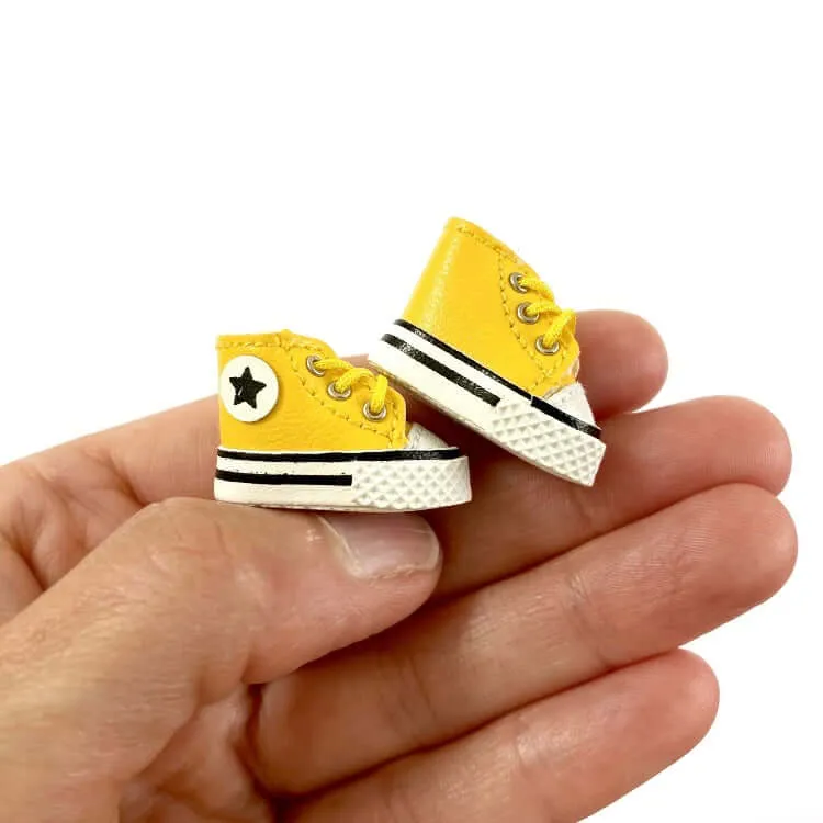 Doll shoes Barbie Doll trainers Yellow doll shoes Mini High tops