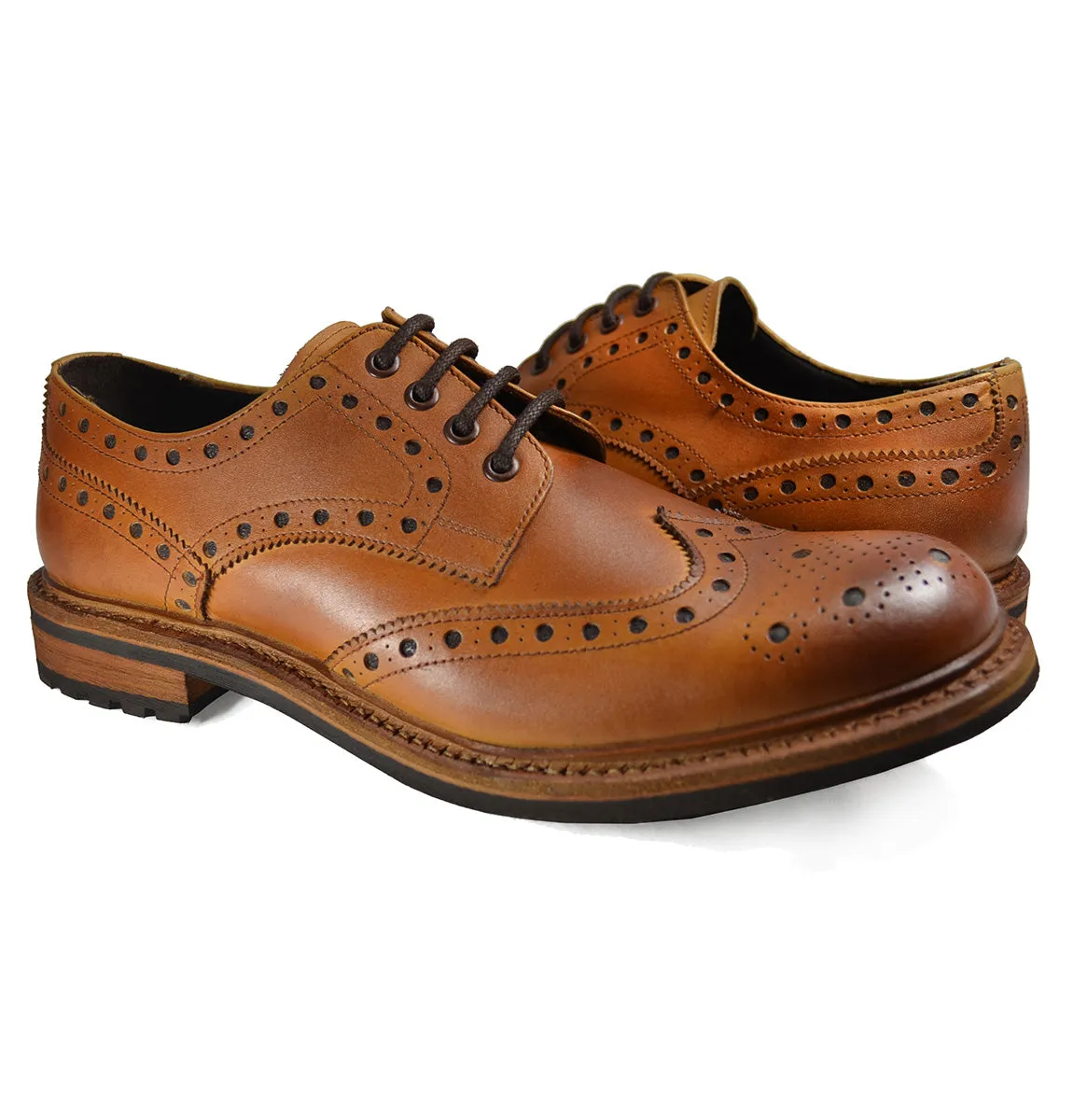 DOUGLAS Brown Cow Crust Leather Oxfords by Paul Malone