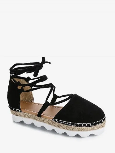 Elegance Toe Lace Up Espadrille Sandals